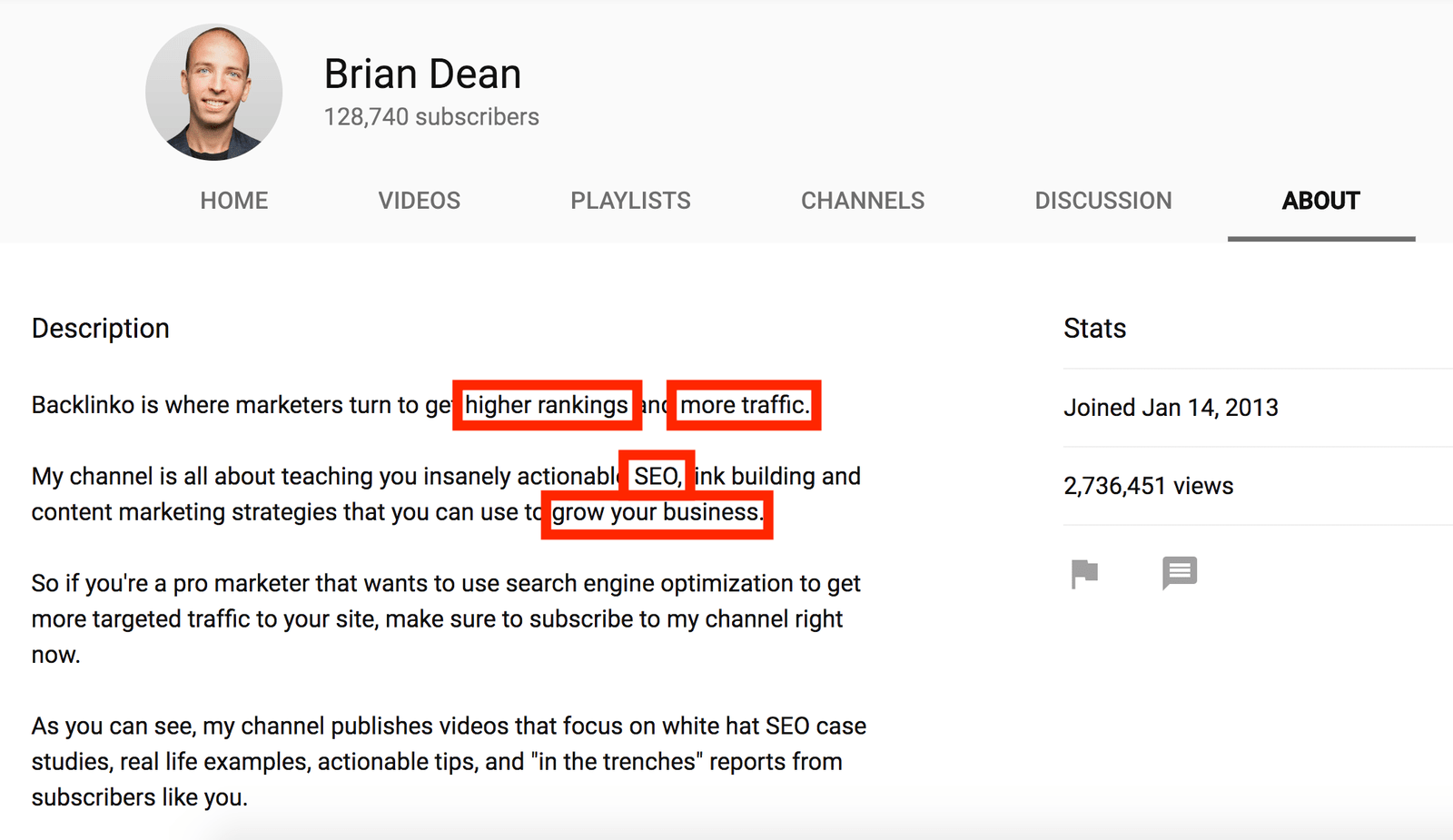 best description for youtube channel