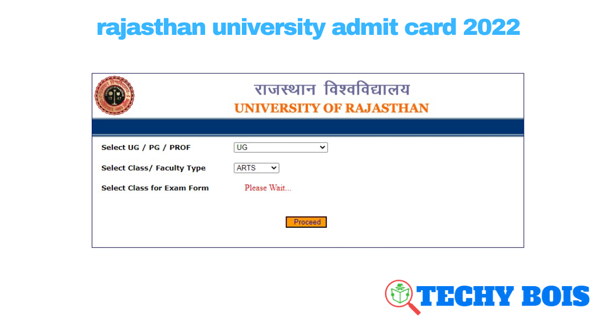 rajasthan university admit card 2022