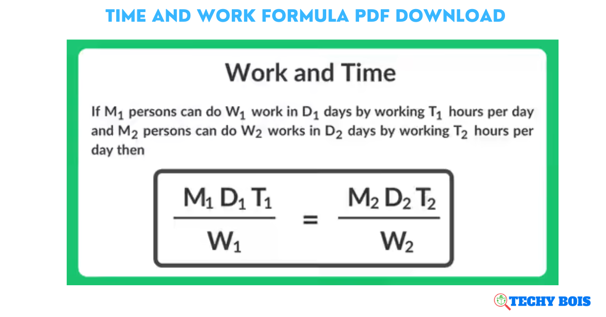 time and work formula pdf download