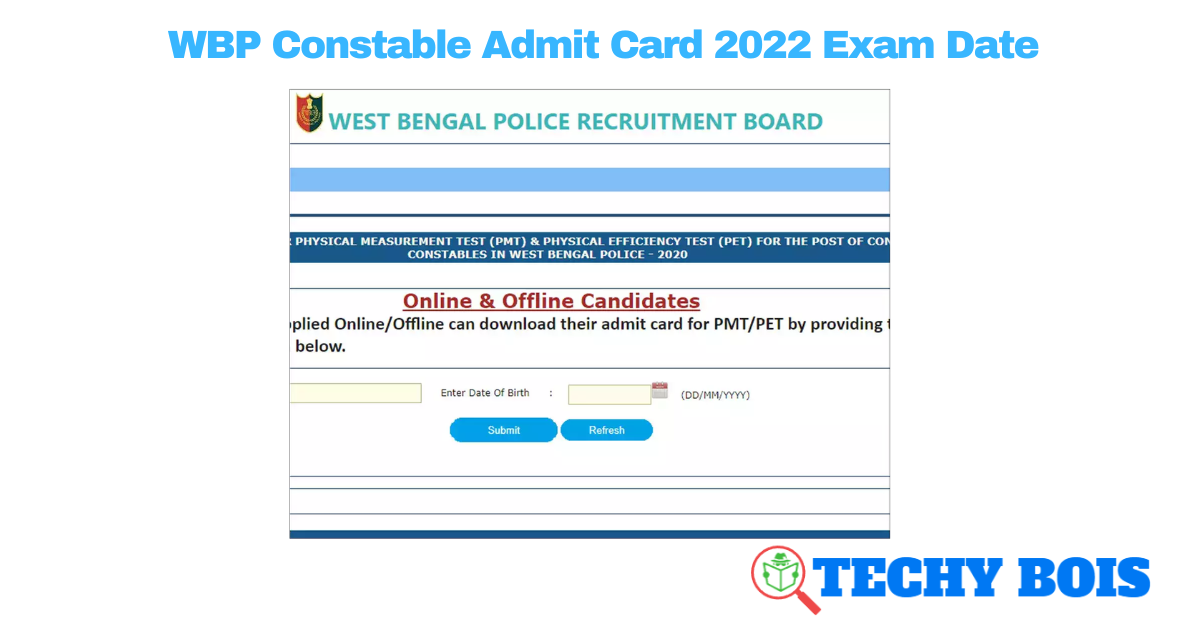 WBP Constable Admit Card 2022 Exam Date