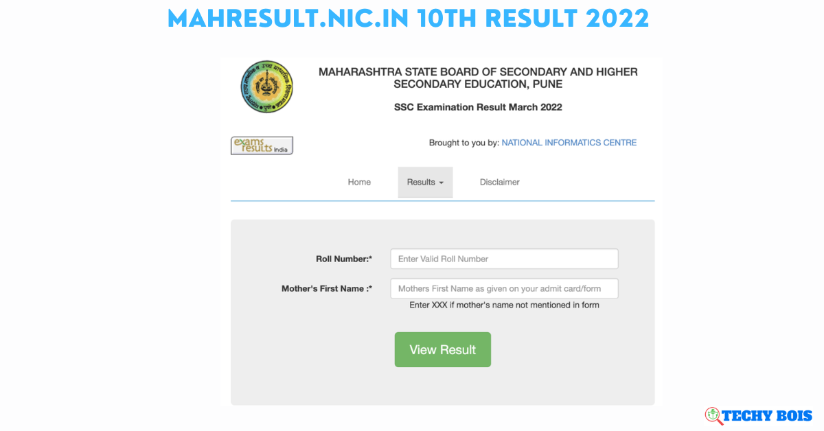 mahresult.nic.in 10th Result 2022