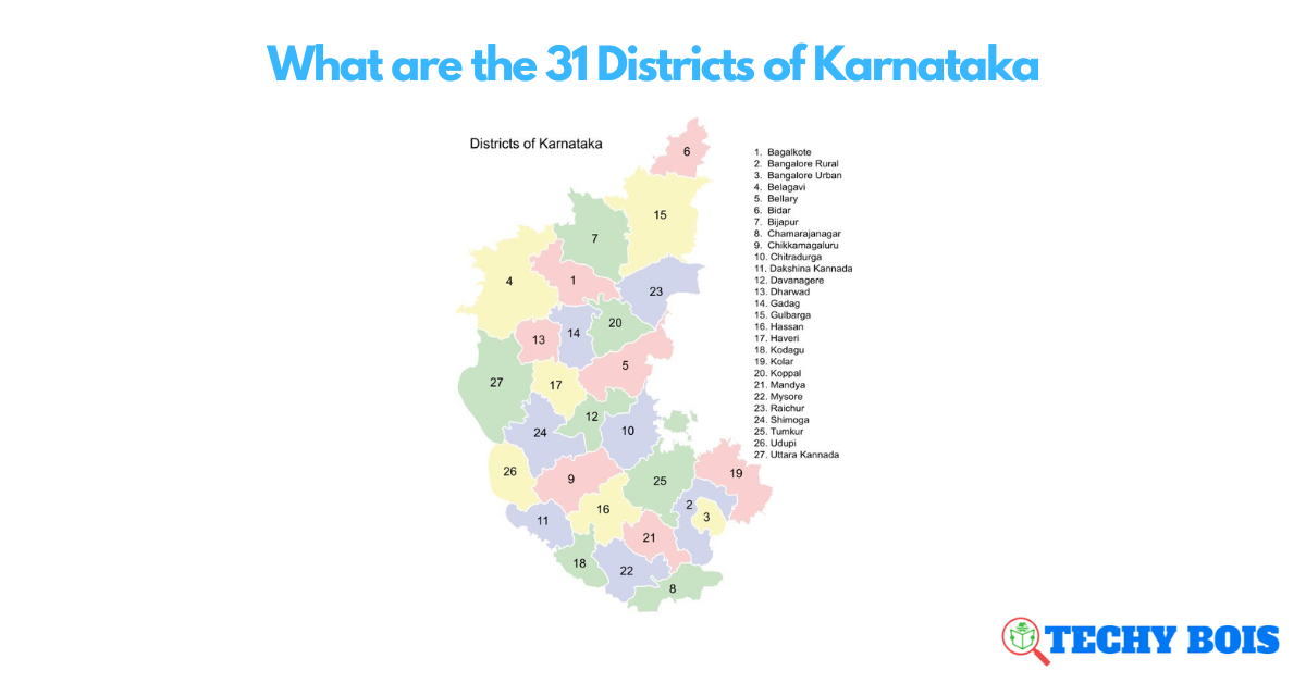 What are the 31 Districts of Karnataka