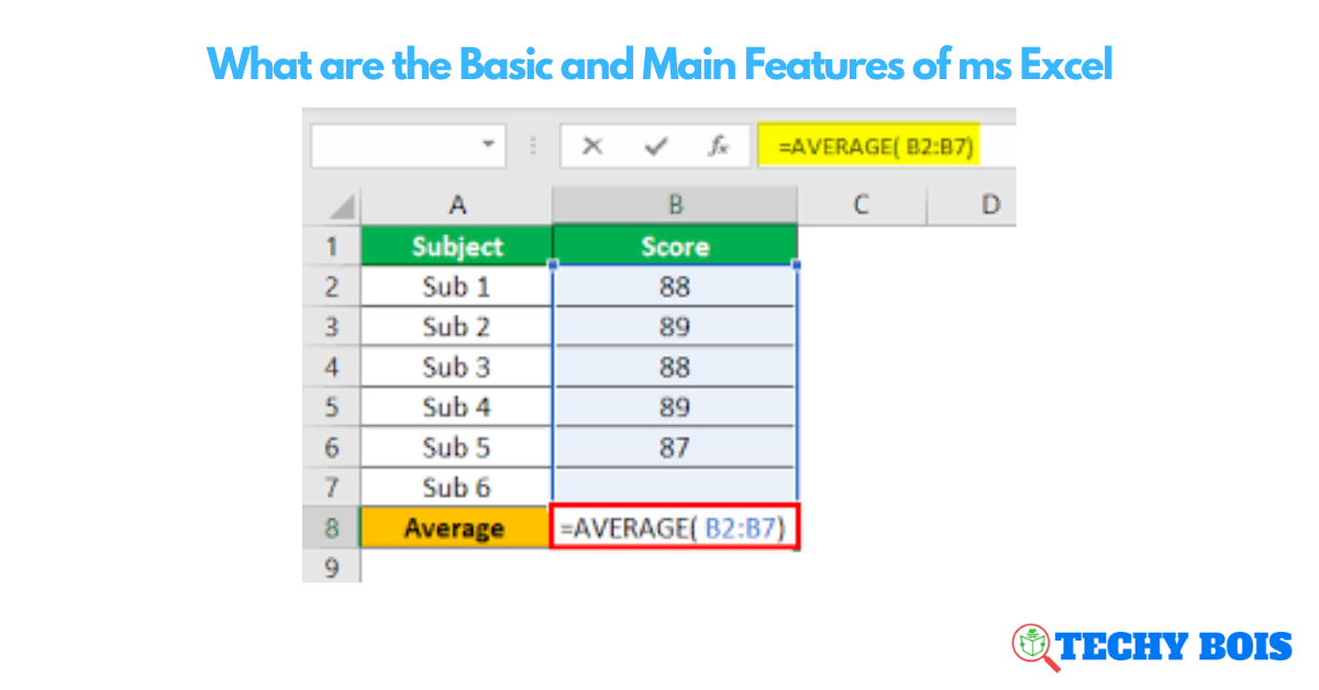 What are the Basic and Main Features of ms Excel