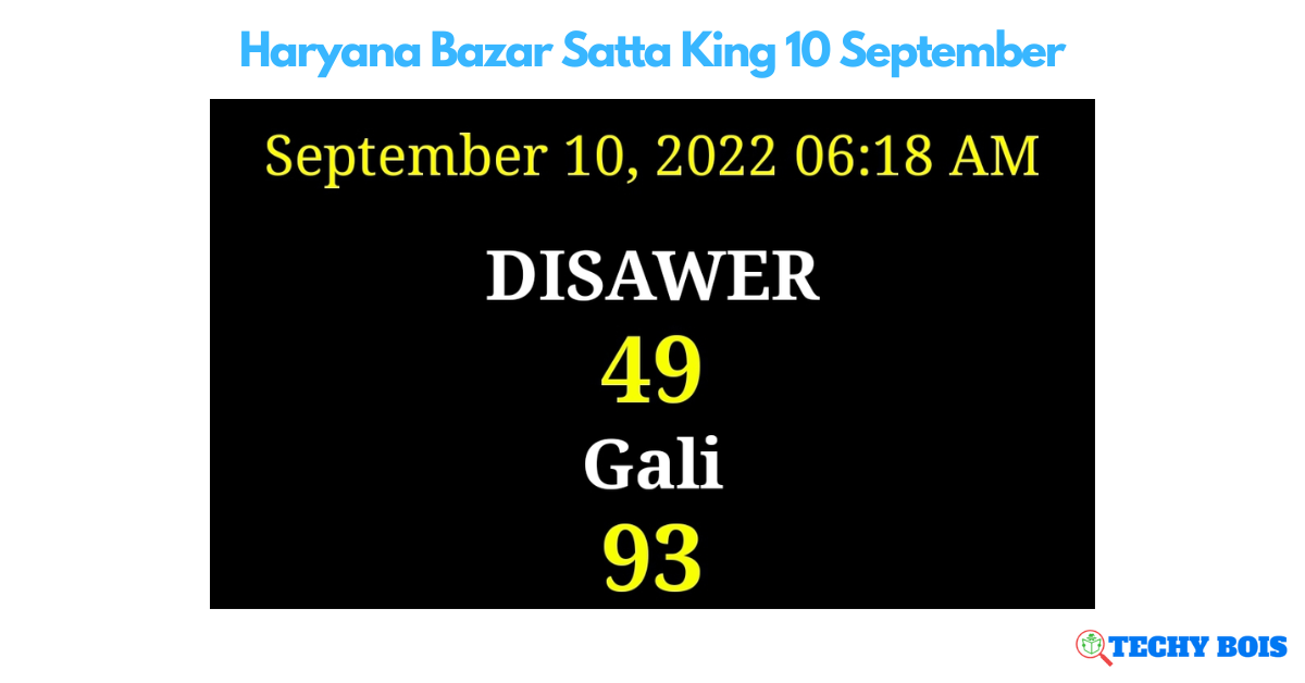 Haryana Bazar Satta King 10 September