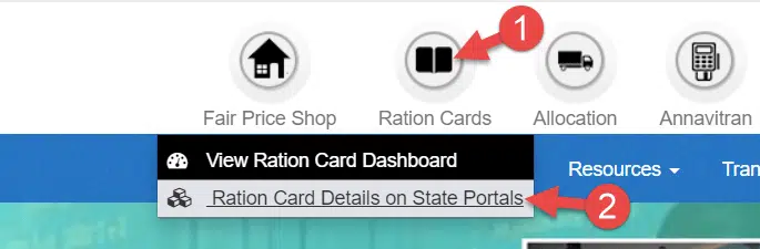 Select the Ration Cards option