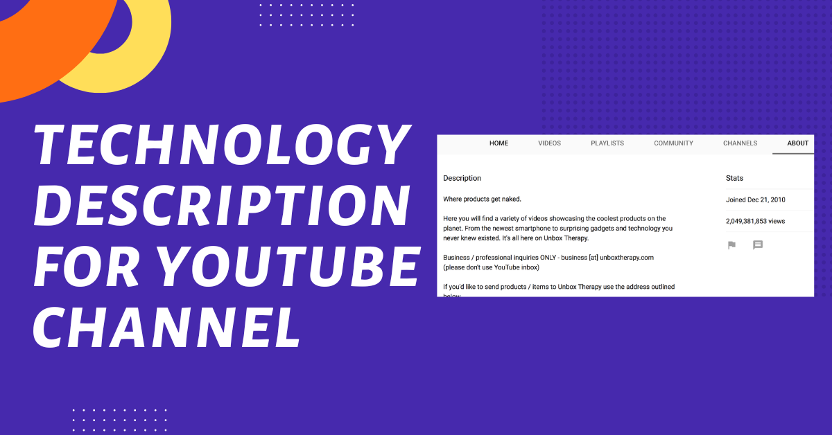 Technology Description for Youtube Channel